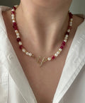 Kalpli T Kilit Doğal Taş Kolye - Mond Jewelry