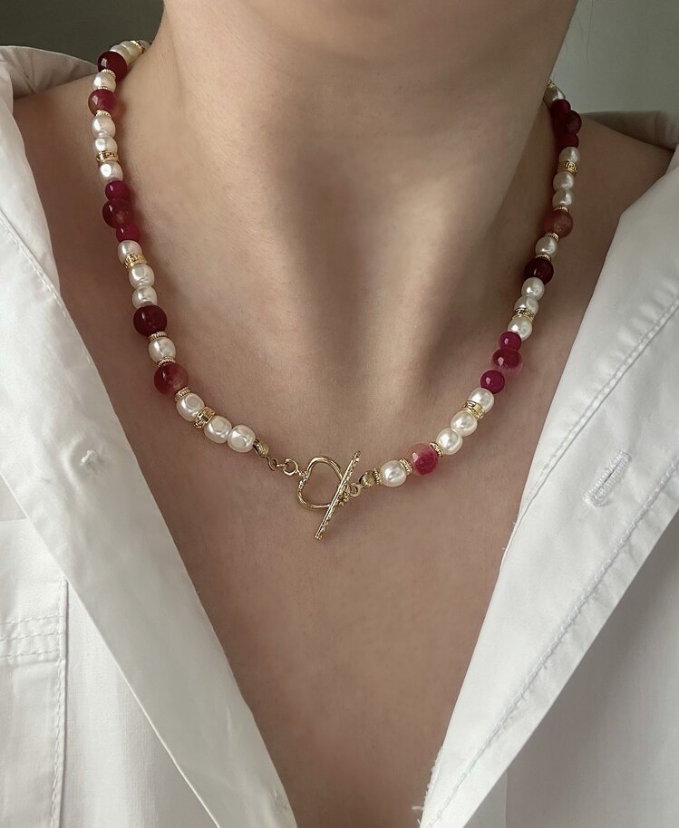 Kalpli T Kilit Doğal Taş Kolye - Mond Jewelry