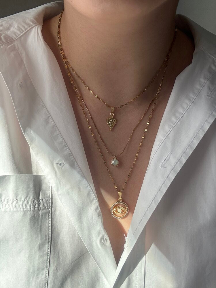 Zirkon Taşlı Göz Kolye - Mond Jewelry