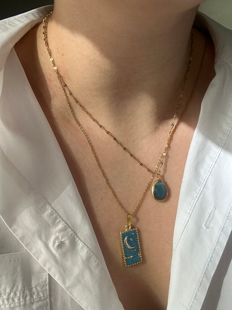 Mavi Madalyon Kolye - Mond Jewelry