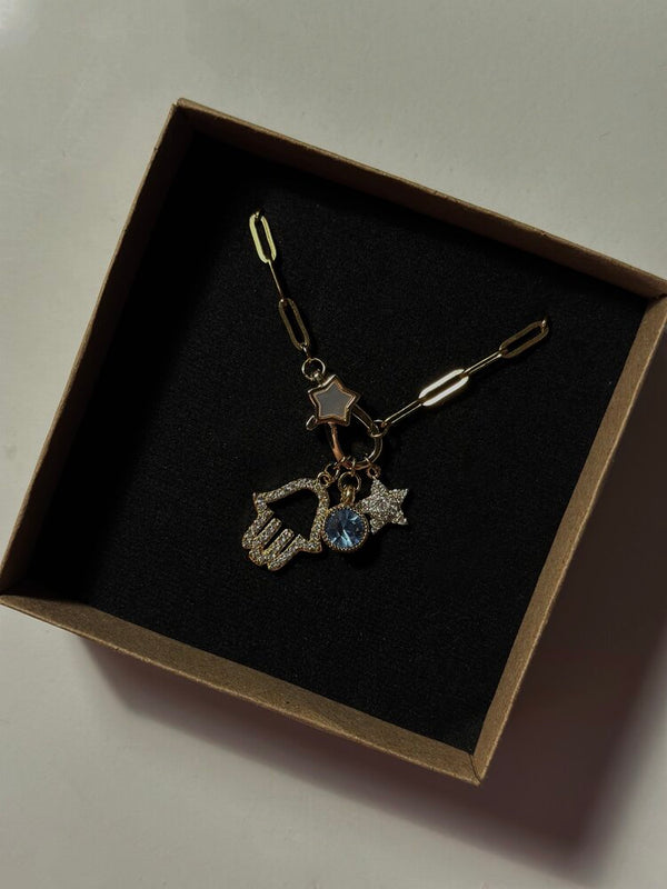 Sedefli Yıldız Kilitli Charm Kolye - Mond Jewelry