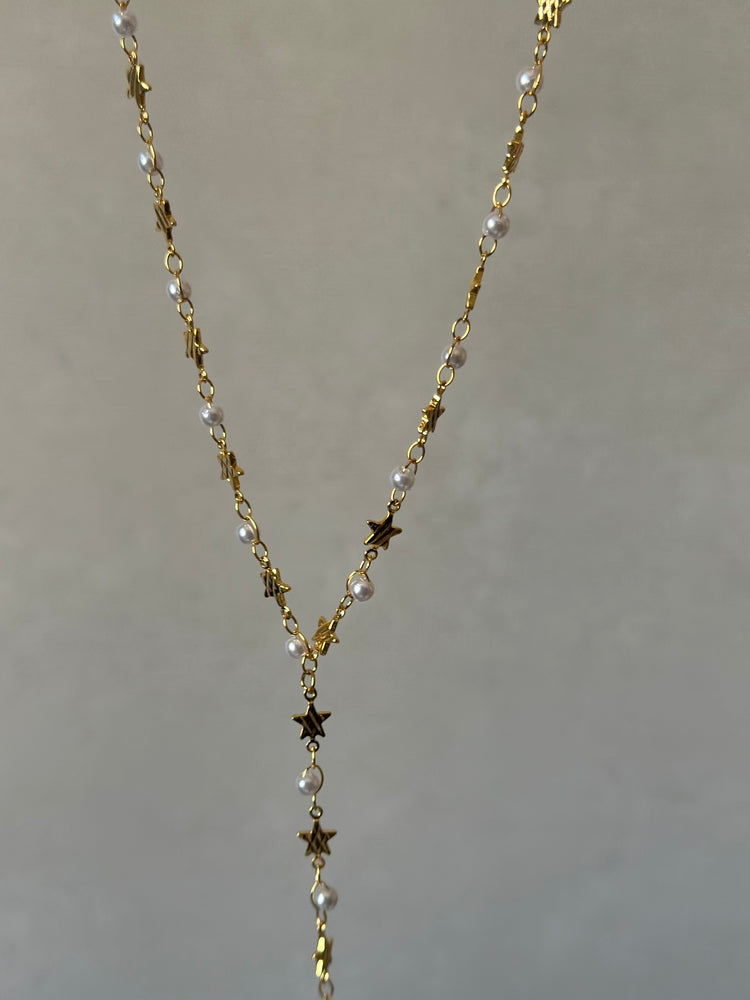 Y Model İnci ve Yıldızlı Kolye - Mond Jewelry