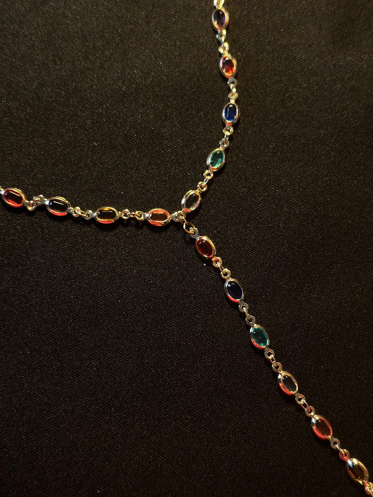 Renkli Taşlı Y Model Kolye - Mond Jewelry