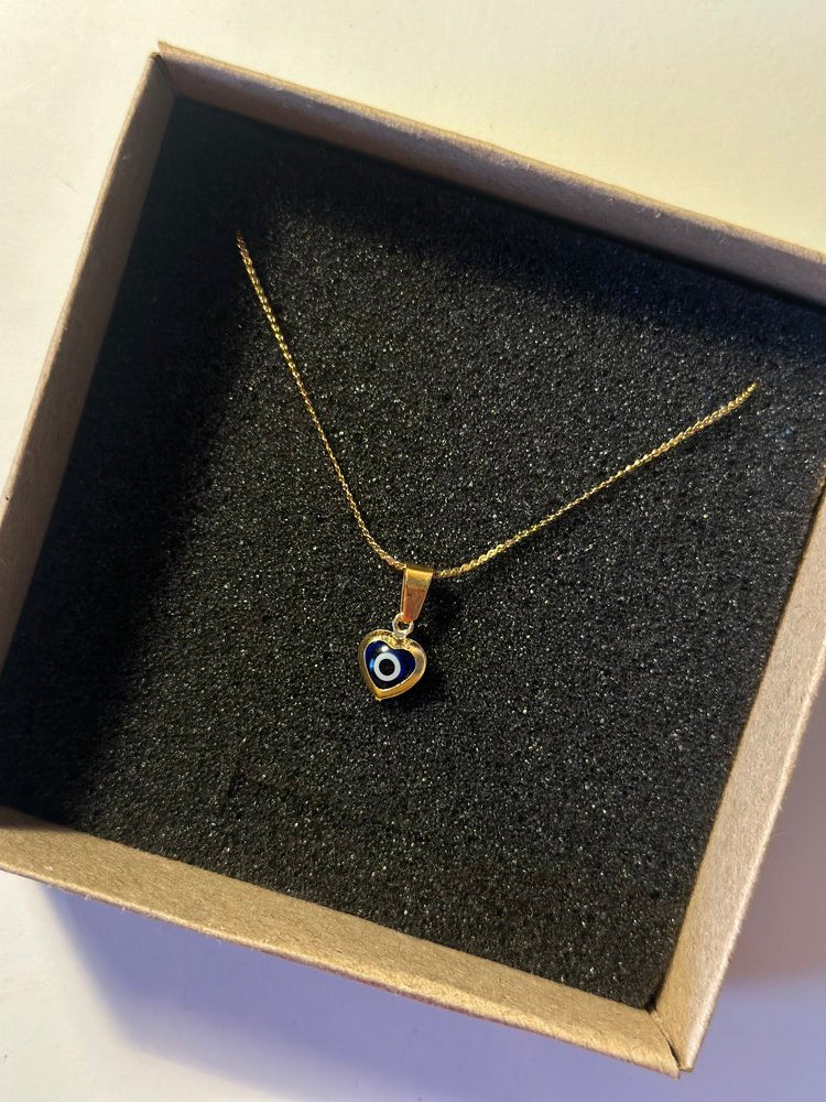 Lacivert Nazar Boncuklu Kalp Kolye - Mond Jewelry