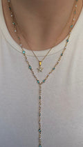 Y Model Mavi Taşlı Zincir - Mond Jewelry