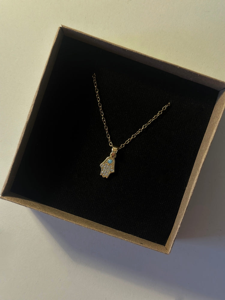Zirkon Taşlı Fatma Ana Eli Kolye - Mond Jewelry