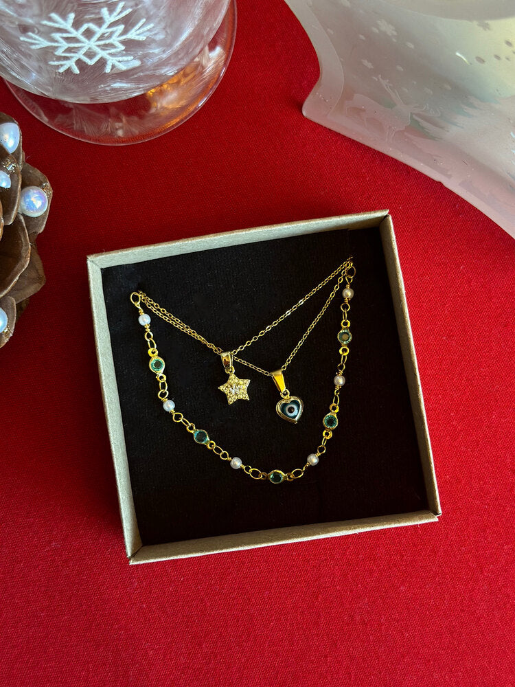 Mavi Taşlı Zincir - Mond Jewelry