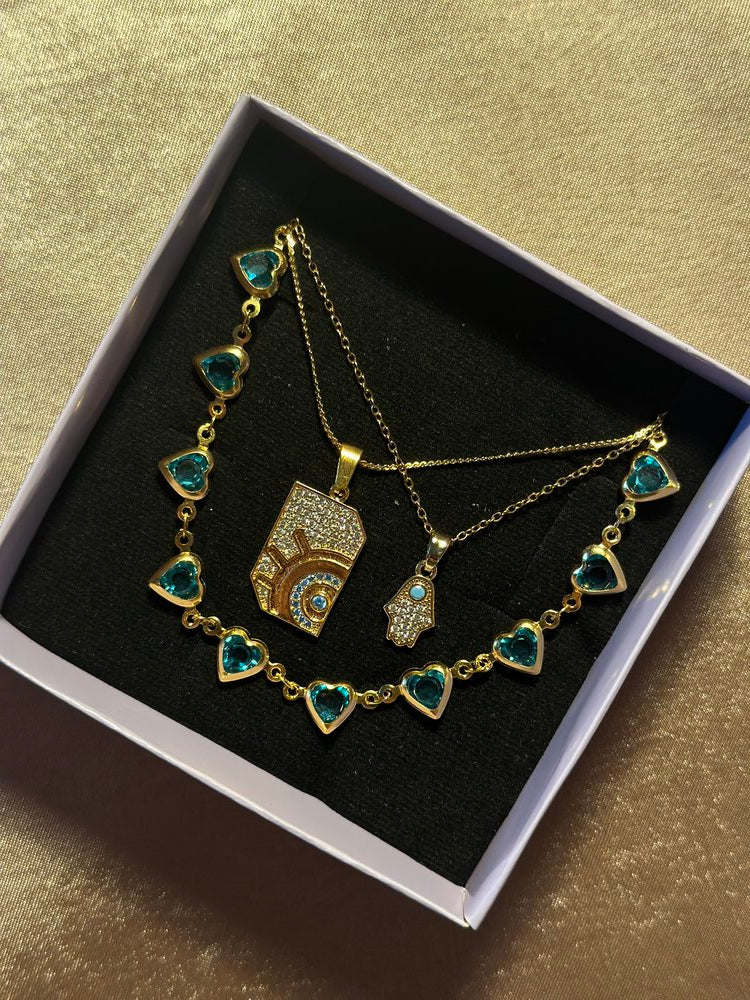 Kalp Taşlı Zincir - Mond Jewelry